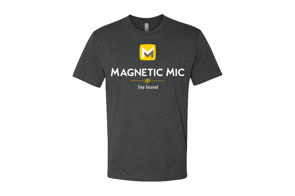 t-shirt with Magnetic Mic logo and Stay Focused tagline